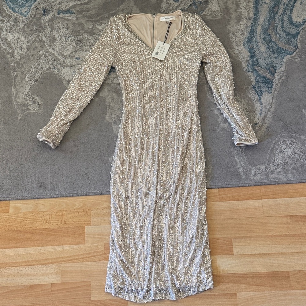 Elegant Sequin Long Sleeve Dress